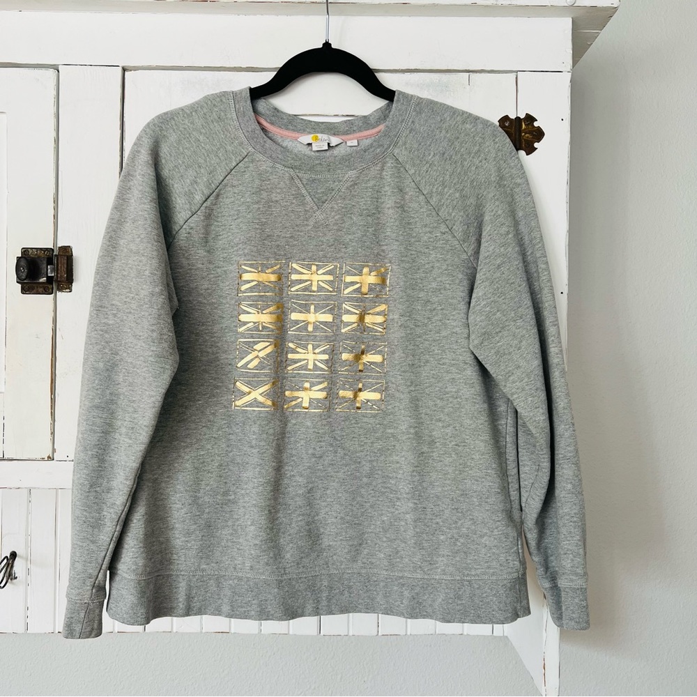Boden Gray Sweatshirt with British Flag